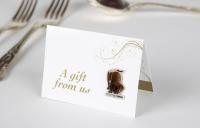 Puppy gold wedding favours card