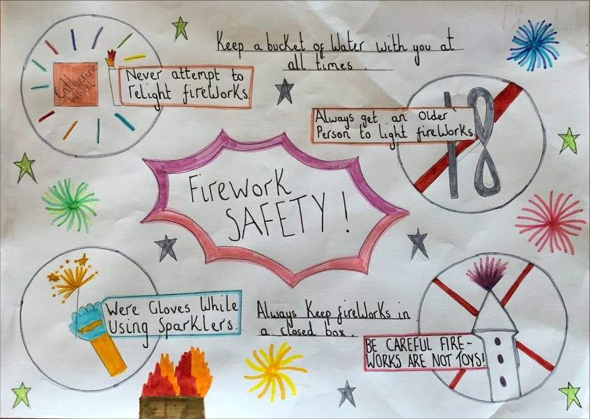 Thank you to everyone who took part in our national #FireworkSafety competition. We’re delighted to present the winning entries from Layla C from Lawmuir Primary School and St Modan’s High School’s autism provision class.