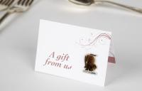 Rose gold puppy wedding favours card