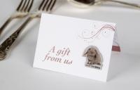 Rose gold rabbit wedding favours card
