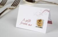 Rose gold kitten wedding favours card