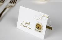 Gold hedgehog wedding favours card