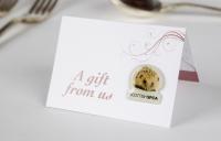 Rose gold hedgehog wedding favours card