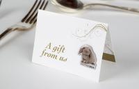 Rabbit gold wedding favours card